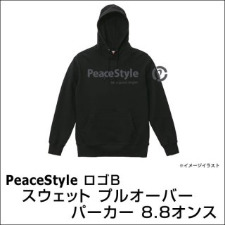 PeaceStyleロゴB　スウェット プルオーバー パーカー 8.8オンス（ブラック×ダークグレー）