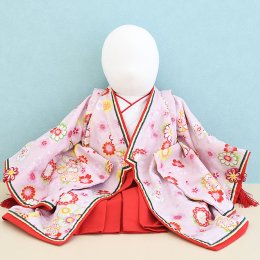 女の子ベビー着物レンタル（0G0002）100日〜1歳　ピンク/花|十二単・袴
