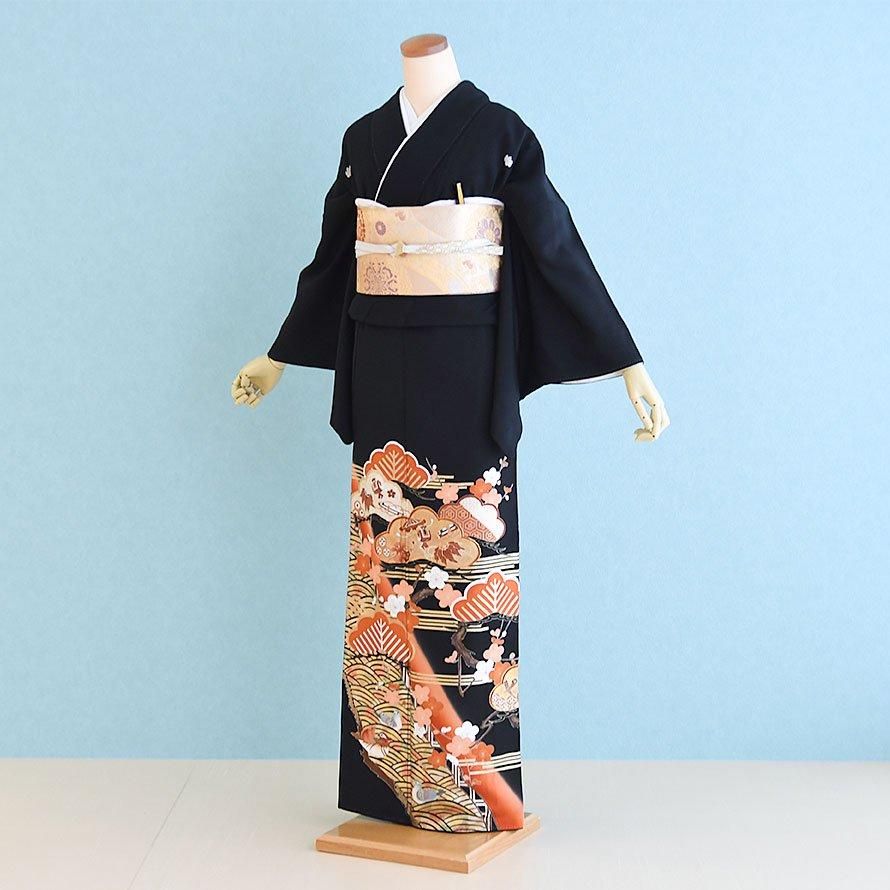 №375 　専用ページ　正絹黒留袖　唐松　吉祥鳥　鶴　亀房付　他計8点セット №375 専用ページ 正絹黒留袖 唐松 吉祥鳥 鶴 亀房付 他計