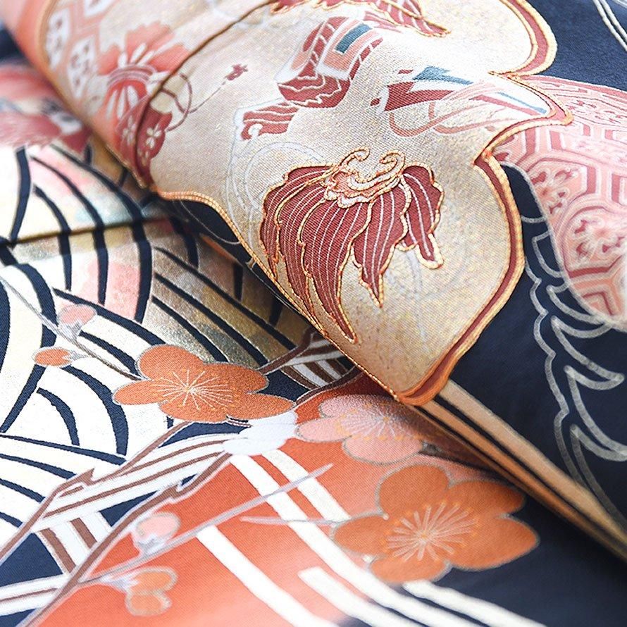 留袖【正絹】 訳あり】正絹 孔雀 刺繍 金銀糸 比翼付き 黒留袖4点セット｜Yahoo