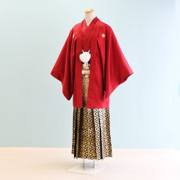 成人式男性袴レンタル（DH0062）5号　赤|白・黒/花菱