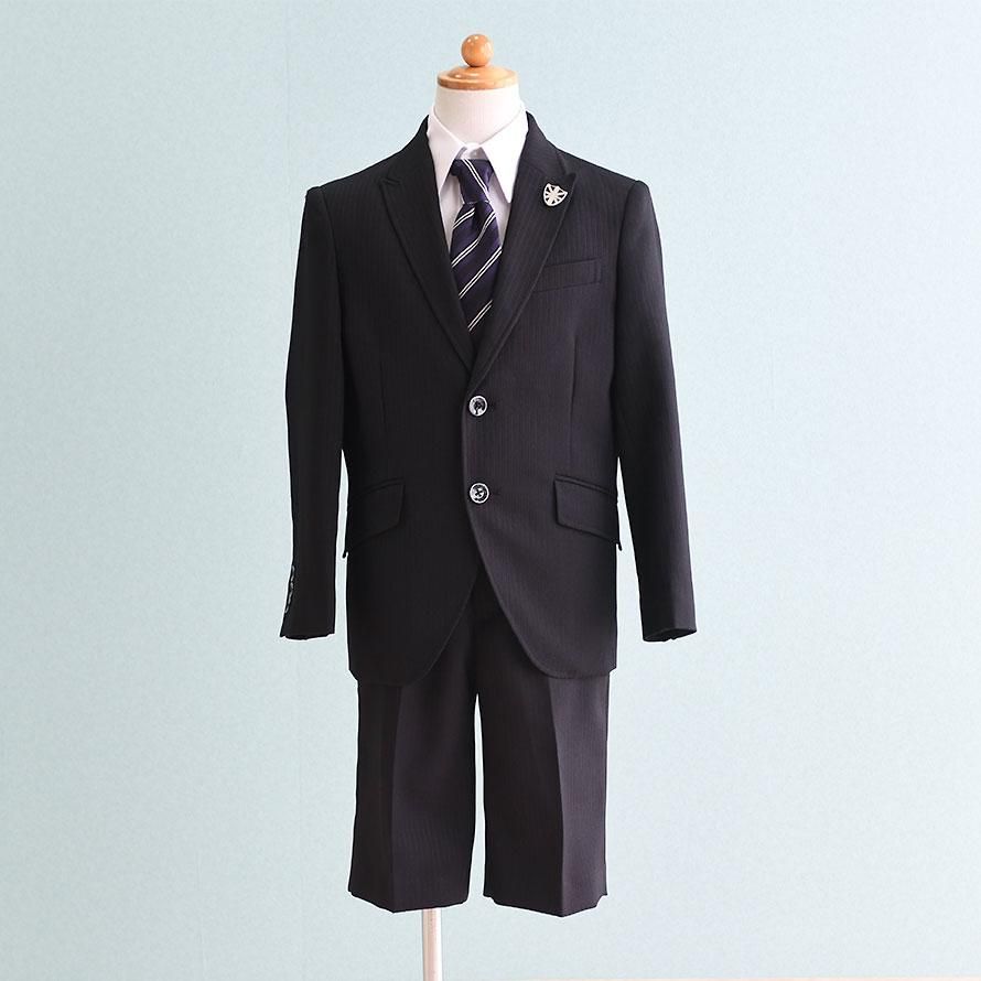 【新品未使用】h.n.B／スーツ上下6点セット／黒／120／男児／ヒロミチナカノ 男の子スーツレンタル（FB0105）120/半ズボン 黒 hiromichi nakano