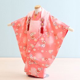 七五三着物三歳女の子レンタル（3-71）ピンク/桜・まり