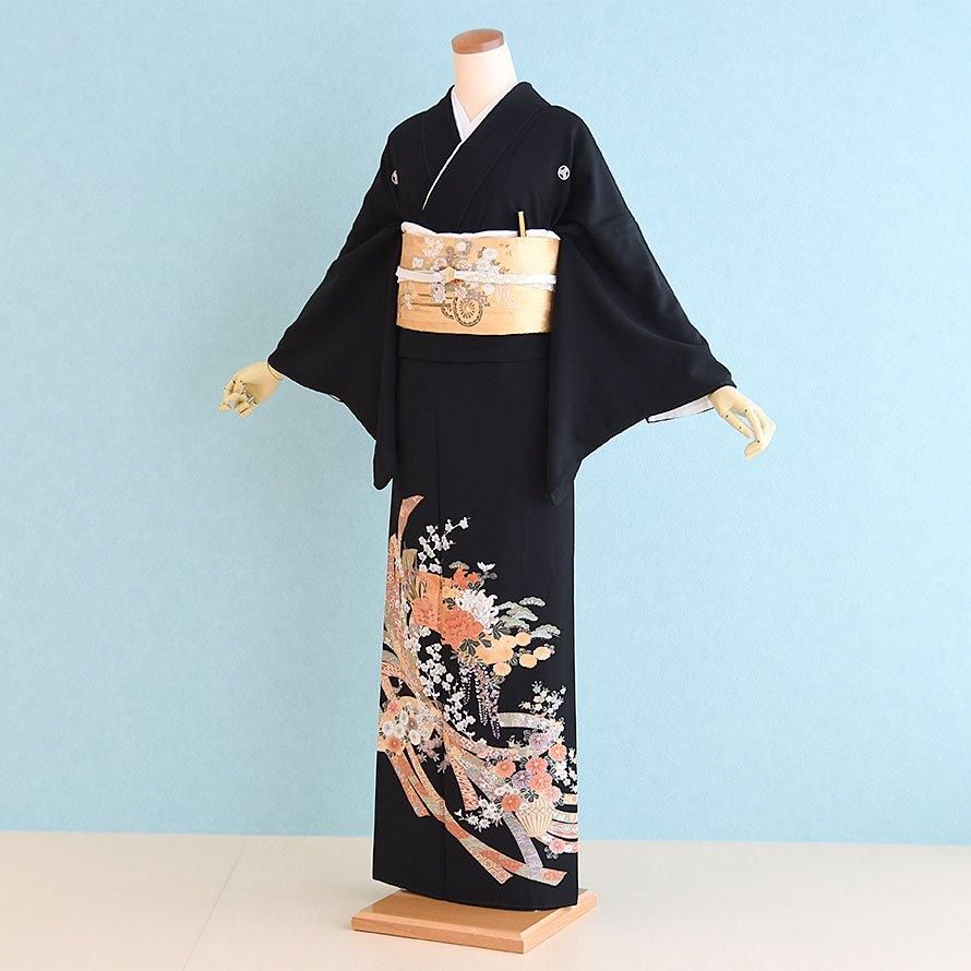 黒留袖レンタル（TS0011）黒/菊・熨斗 正絹 - 東京レンタルいしょう