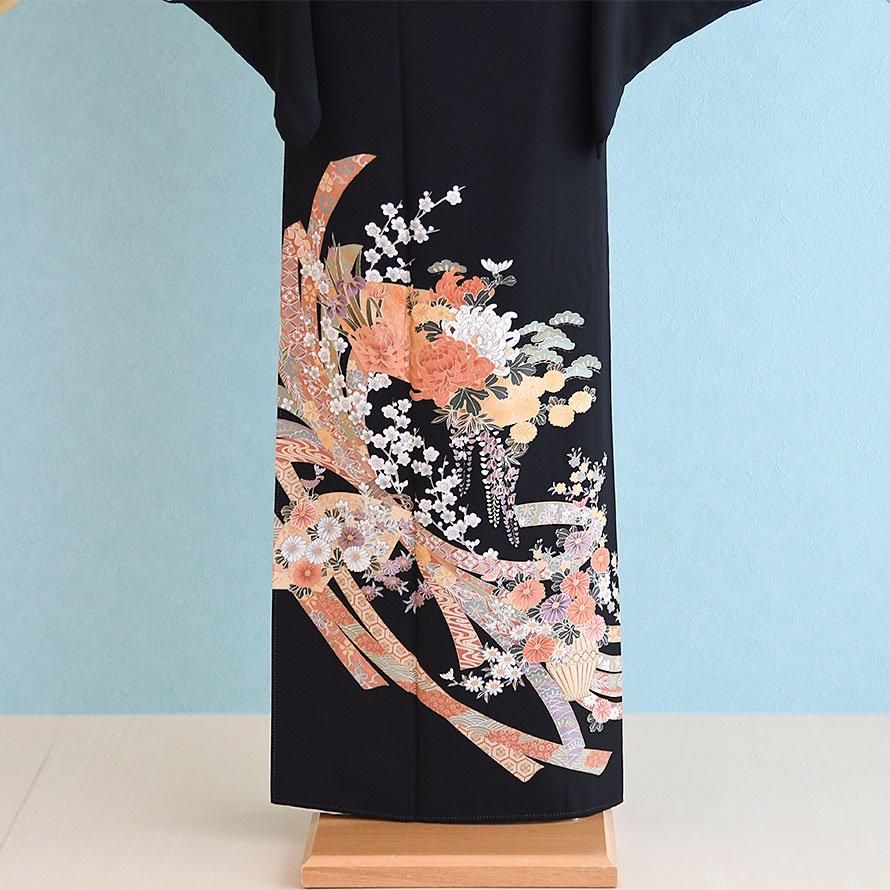 黒留袖レンタル（TS0011）黒/菊・熨斗 正絹 - 東京レンタルいしょう