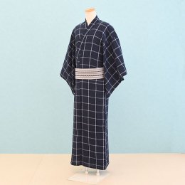 男性浴衣レンタル（YM-1）紺/格子