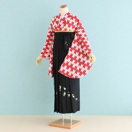 卒業袴レンタル（SF0030）LL寸　赤/矢絣|黒/刺繍・桜