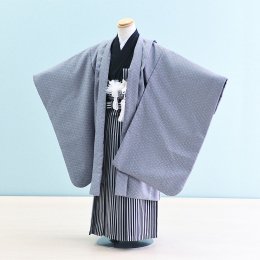 男児袴レンタル（5-14）紫グレー/無地