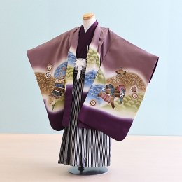 男児袴レンタル（050020）紫/かぶと