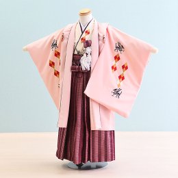 男児袴レンタル（5-33）ピンク/アーガイル　プチプリ