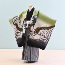 男児袴レンタル（5-55）うぐいす色/龍