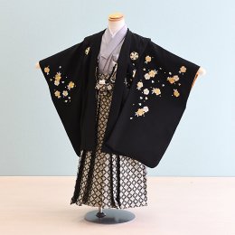男児袴レンタル（5-61）黒/桜　おりびと