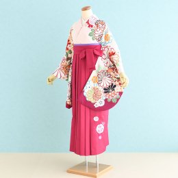 卒業袴レンタル（SF0031）L寸　ピンク/花|濃いピンク/刺繍・梅・雪輪　山本寛斎