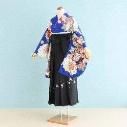 卒業袴レンタル（SF0033）M寸　青/花|黒/刺繍・花
