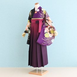 卒業袴レンタル（SF-35-SH-3）紫・黒/花柄|エンジ/ぼかし　菜々緒