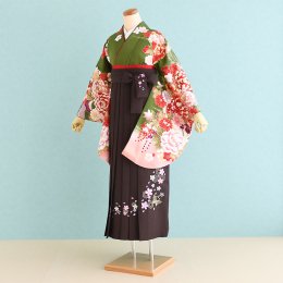 卒業袴レンタル（SF-36-SH-36）深緑/花柄|茶/刺繍・桜　菜々緒