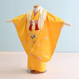 七五三着物三歳女の子レンタル（03B006）黄/蝶