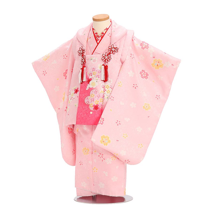 激安格安 七五三着物三歳女の子レンタル（03C015）淡ピンク/小花
