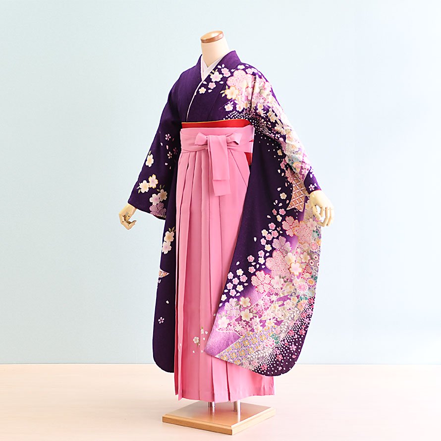 激安格安 卒業袴レンタル（FH0028）LL寸 紫/古典|ピンク/刺繍 - 東京 