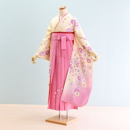 卒業袴レンタル（FH0401）L寸　黄/花柄|ピンク/刺繍