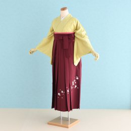 卒業袴レンタル（IH0002）L寸　黄緑|エンジ/刺繍　RK（リョウコキクチ）