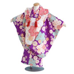 七五三着物三歳女の子レンタル（03C121）紫・白/桜