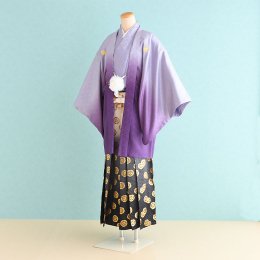 卒業式男性袴レンタル（DH0083）5号　紫/ぼかし|白・黒・金/ぼかし・紋