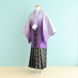 成人式男性袴レンタル（DH0081）4号　紫/ぼかし|紺/紋