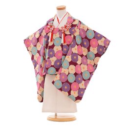 三歳女の子着物レンタル（03C165）紫/菊