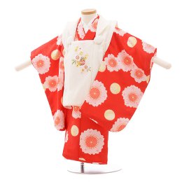 七五三着物三歳女の子レンタル（03C174）白×赤/桜