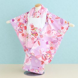 三歳女の子着物レンタル（03C209）うす紫・白/梅・まり