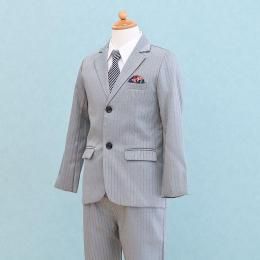 男の子スーツレンタル(FB0230)150 グレー/ストライプ Luobo Bei Bei