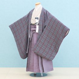 五歳男の子着物レンタル（050130）うす紫/千鳥格子