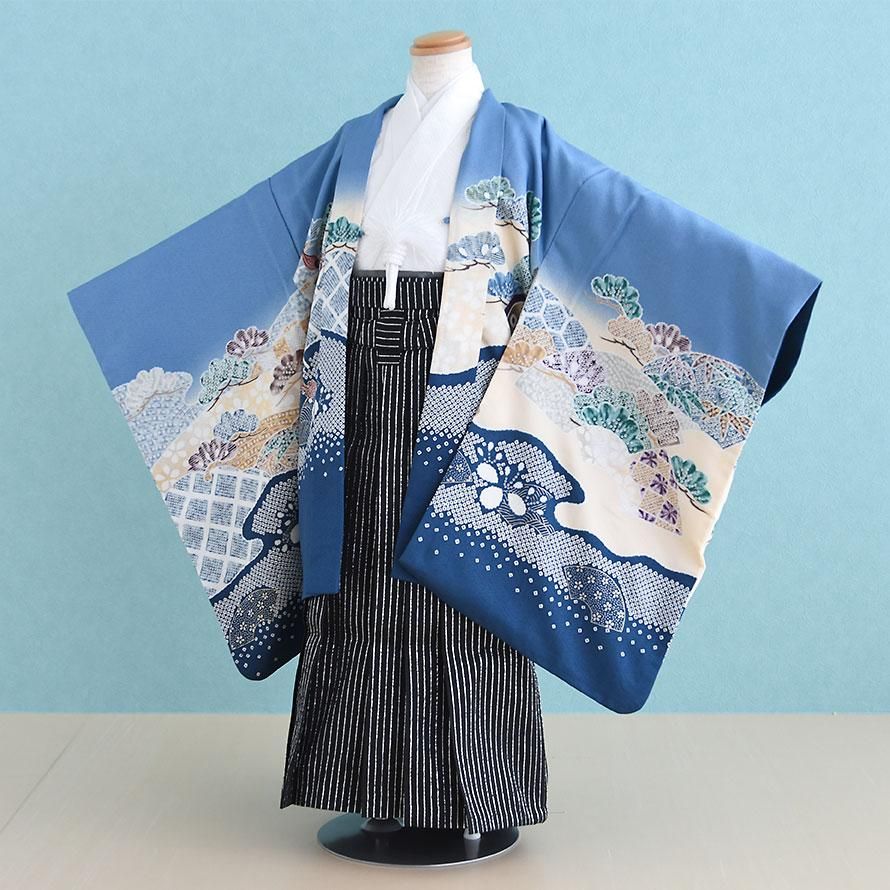 かんたん着付】 五歳男の子着物レンタル（05C097）水色/かぶと