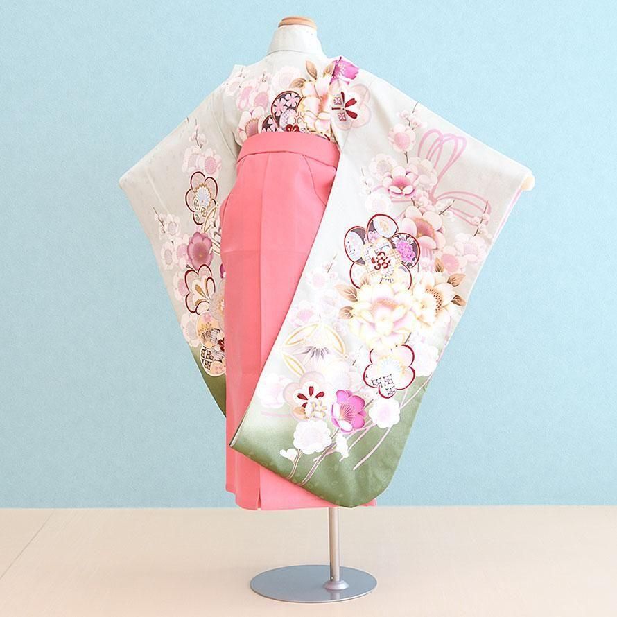 女児袴レンタル（7H0116）6～7歳 うす緑/梅|ピンク/刺繍 - 東京