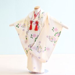 三歳女の子着物レンタル（030020）クリーム/桜
