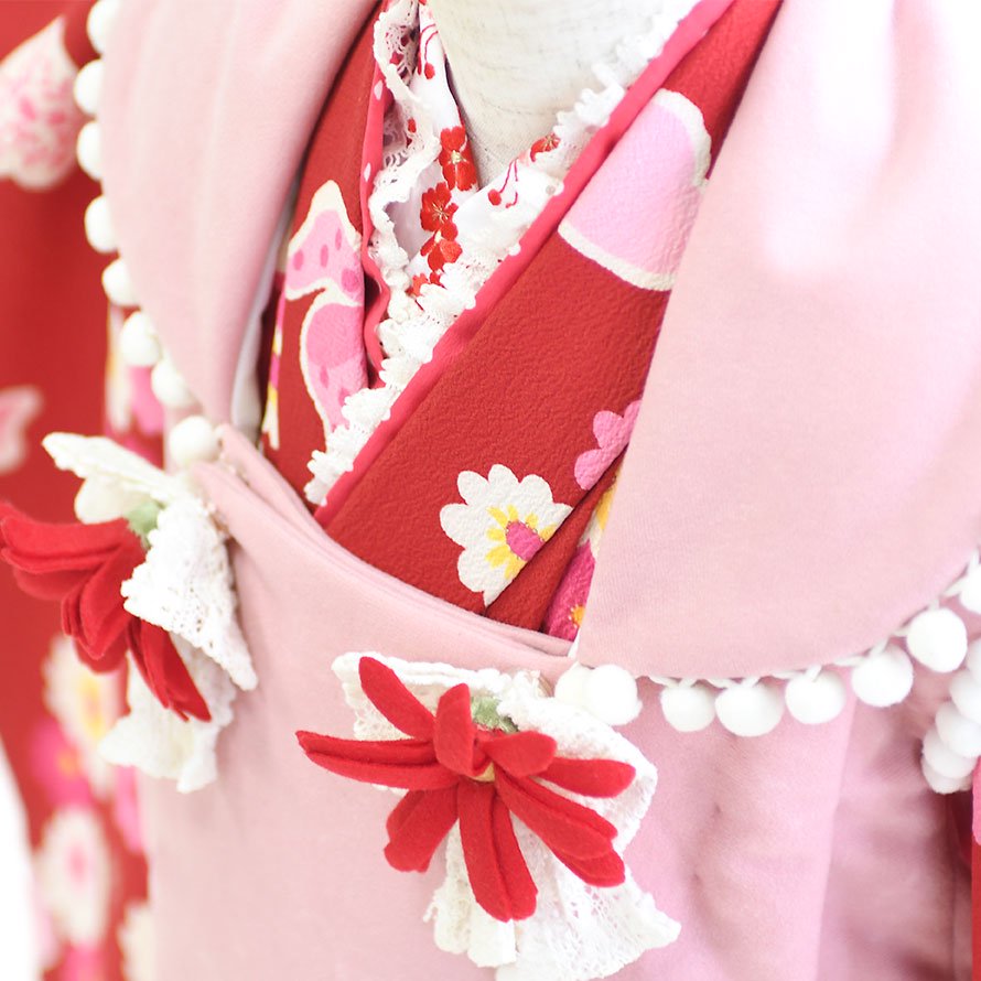 専用です。松田聖子 被布コート セット 3歳 リボン 薔薇被布サイズ着丈48cm