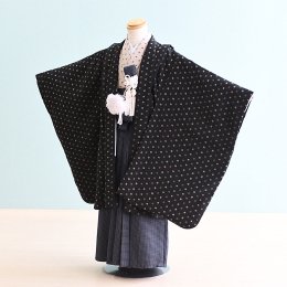 七五三着物五歳男の子レンタル（050013）黒/無地　ジャパンスタイル