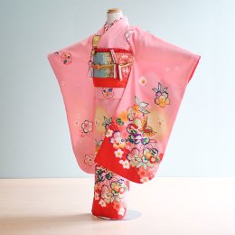 七五三着物七歳女の子レンタル（7-3）ピンク/桜・蝶