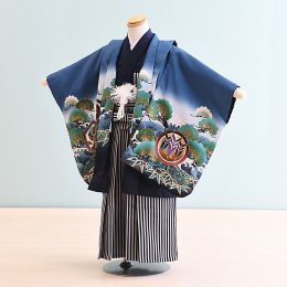 五歳男の子着物レンタル（050009）100/小さめ　青/宝船