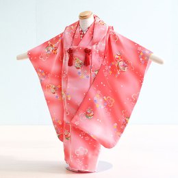七五三着物三歳女の子レンタル（030021）ピンク/花・鈴