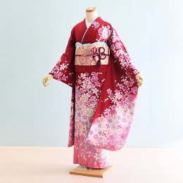 結婚式振袖レンタル（22-165）赤/花柄・小桜