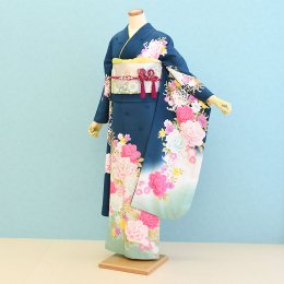 結婚式振袖レンタル（24-268）緑/花柄・乱菊・花