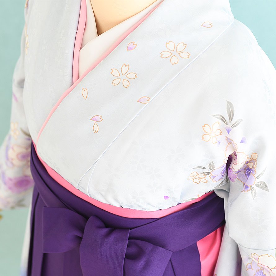 激安格安 卒業袴レンタル（SF0004）M寸 水色/桜柄|紫/刺繍・花 - 東京 