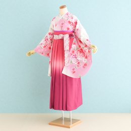 卒業袴レンタル（SF-12-SH-15）M　白×うす紫/花柄|ピンク/ぼかし・レース