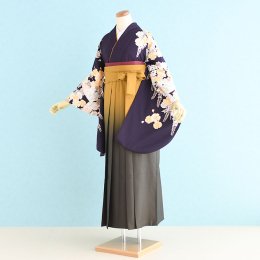 卒業袴レンタル（SF0016）LL寸　濃い紫/藤|カラシ/ぼかし　ニコル
