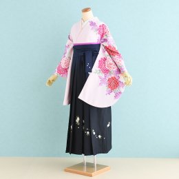 卒業袴レンタル（SF-18-SH-12）L　うすピンク/花柄|紺/ぼかし・刺繍・桜　マーキュリーデュオ