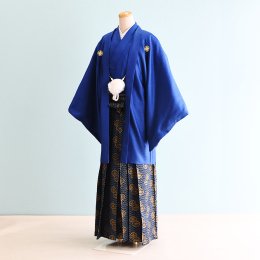 成人式男性袴レンタル（DH0014）6号　青|紺/紋
