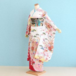 結婚式振袖レンタル（24-319）白×赤/花・松・古典