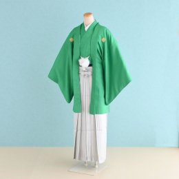 卒業式男性袴レンタル（DH0022）6号　緑|白/縞